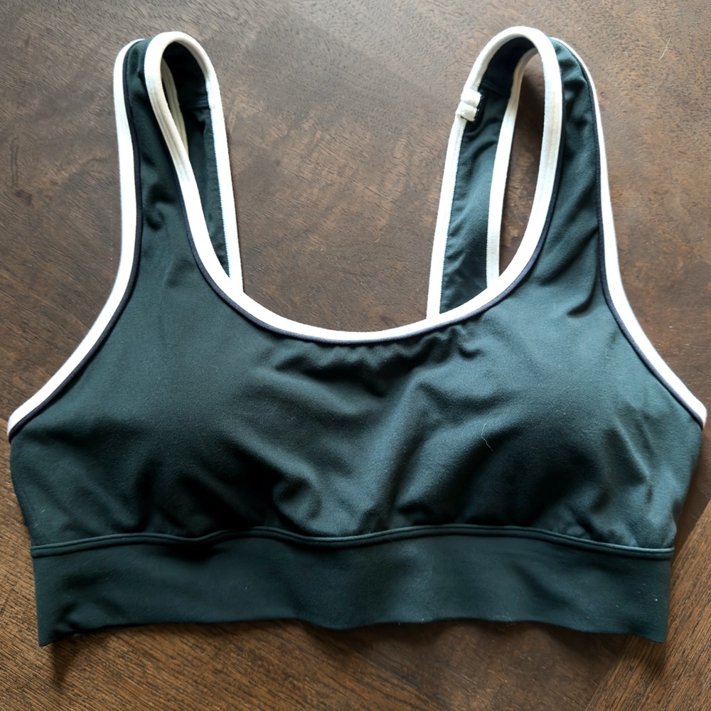 Athleta Breathe Longline Piping Sports Bra A-C in Cypress, Size M